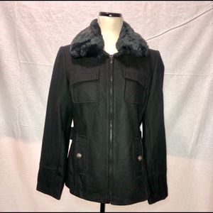 Short Black Giacca Wool Coat